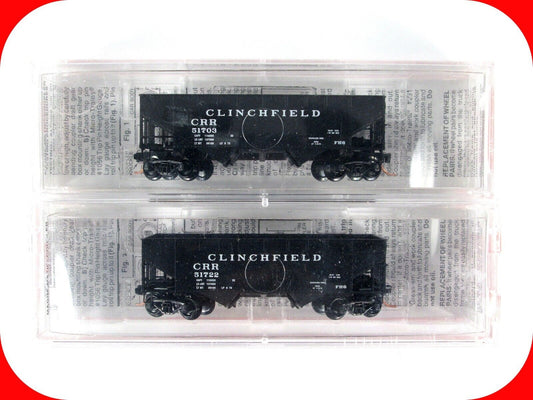 N Scale CLINCHFIELD 33' Coal Hopper Set - CRR 51703, 51722 -- Micro Trains 55102