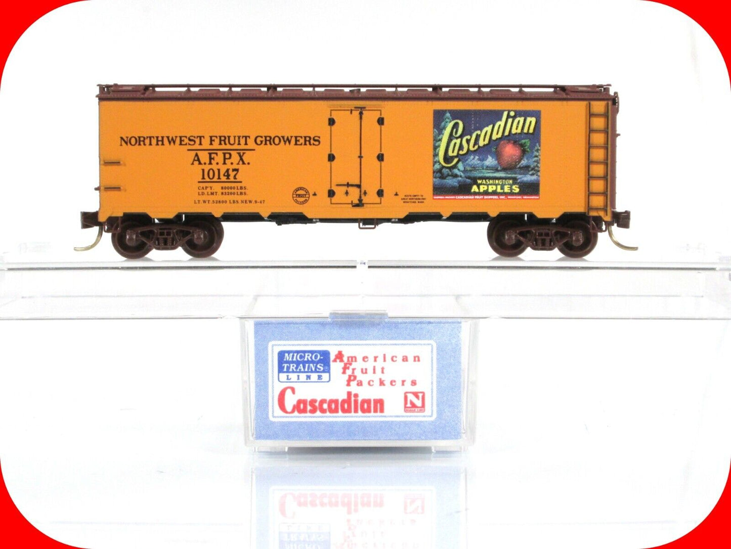 N Scale **CASCADIAN APPLES** Reefer #01, AFPX #10147 -Micro Trains, Lowell Smith