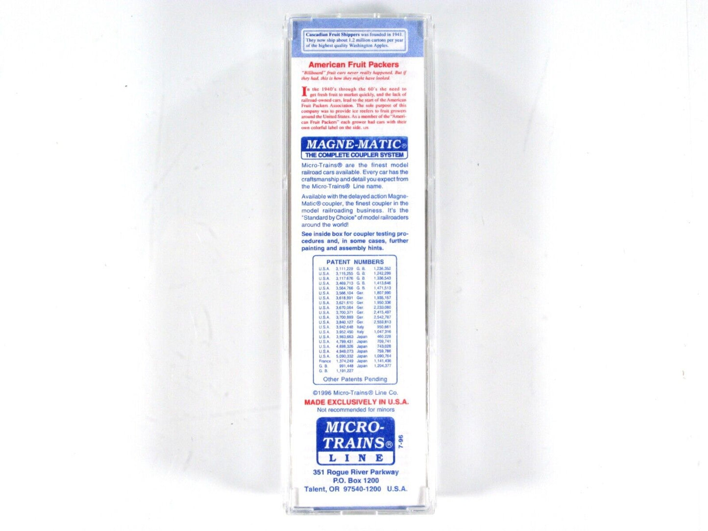 N Scale **CASCADIAN APPLES** Reefer #01, AFPX #10147 -Micro Trains, Lowell Smith