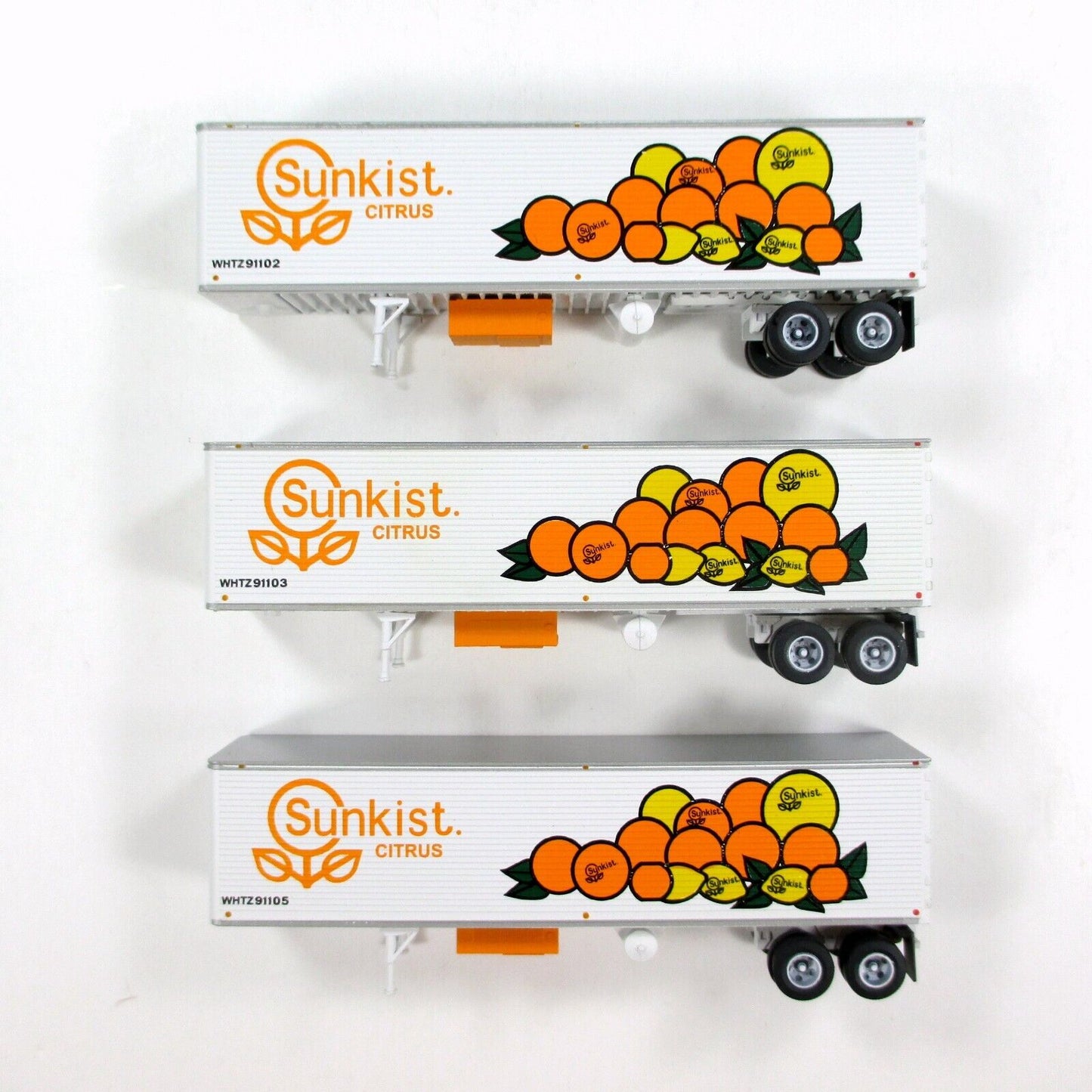 N Scale **SUNKIST** 40' Corrugated Trailer Van 3-Pack Set -Trainworx 40255 *RARE