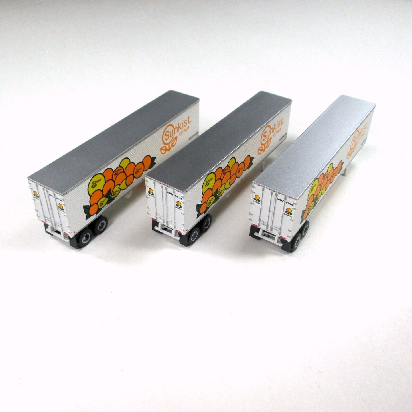 N Scale **SUNKIST** 40' Corrugated Trailer Van 3-Pack Set -Trainworx 40255 *RARE