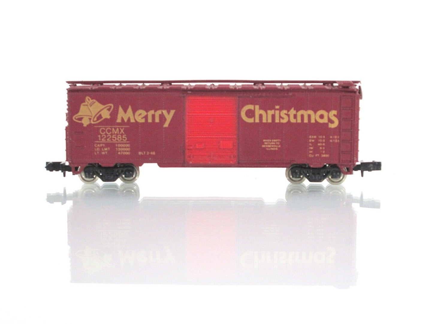 N Scale MERRY CHRISTMAS 40' Single Door Steel Box Car #1985  Con-Cor 0001-008502