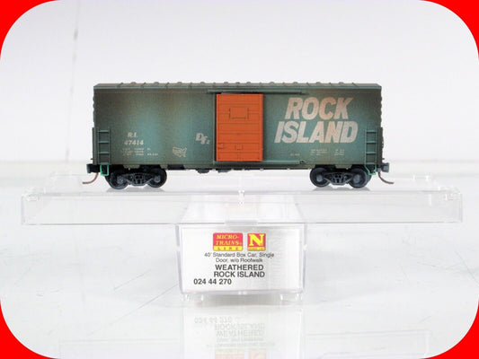 N Scale ***ROCK ISLAND*** Weathered 40' Box Car #47414 --- Micro Trains 02444270