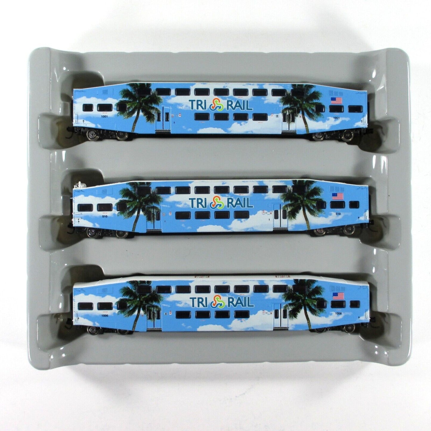 N Scale **TRI-RAIL** Bombardier Commuter Passenger 3-Pack - Athearn 10165 **RARE