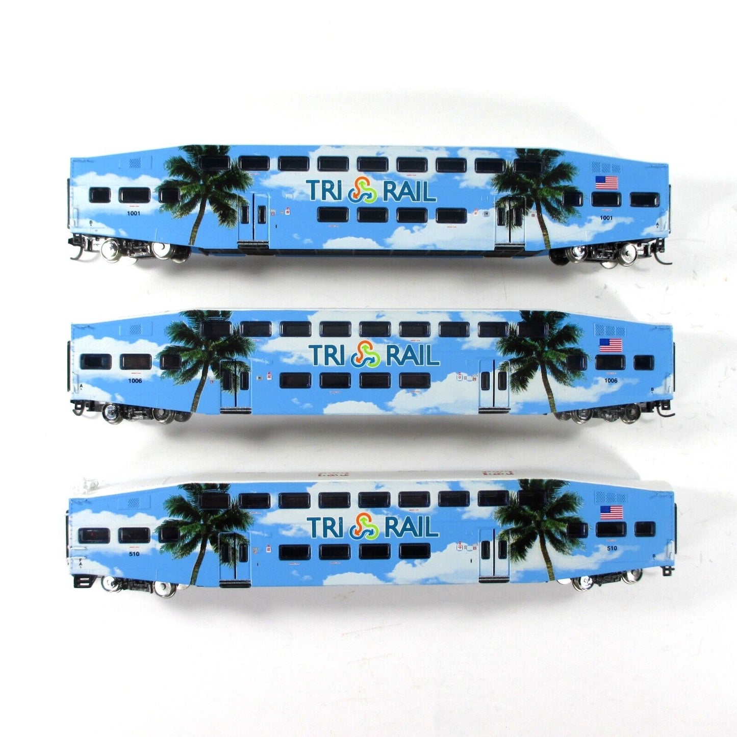 N Scale **TRI-RAIL** Bombardier Commuter Passenger 3-Pack - Athearn 10165 **RARE