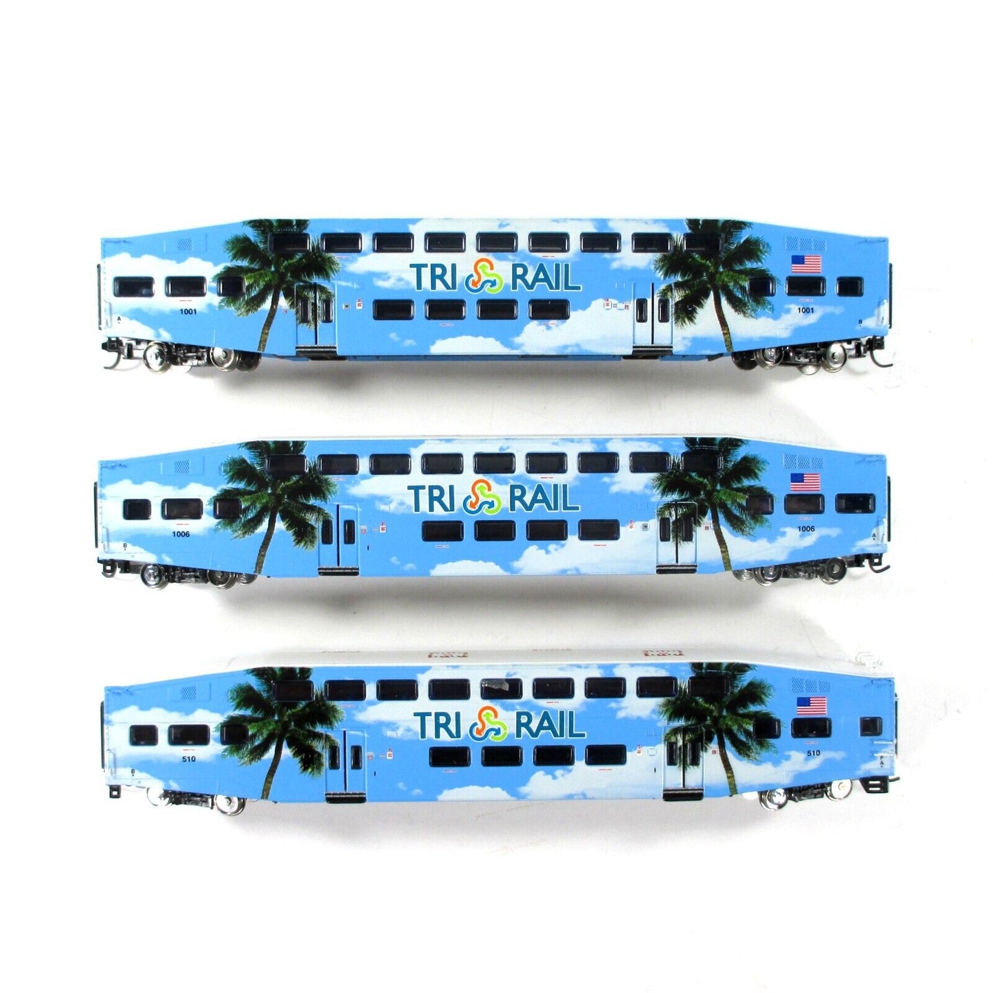 N Scale **TRI-RAIL** Bombardier Commuter Passenger 3-Pack - Athearn 10165 **RARE