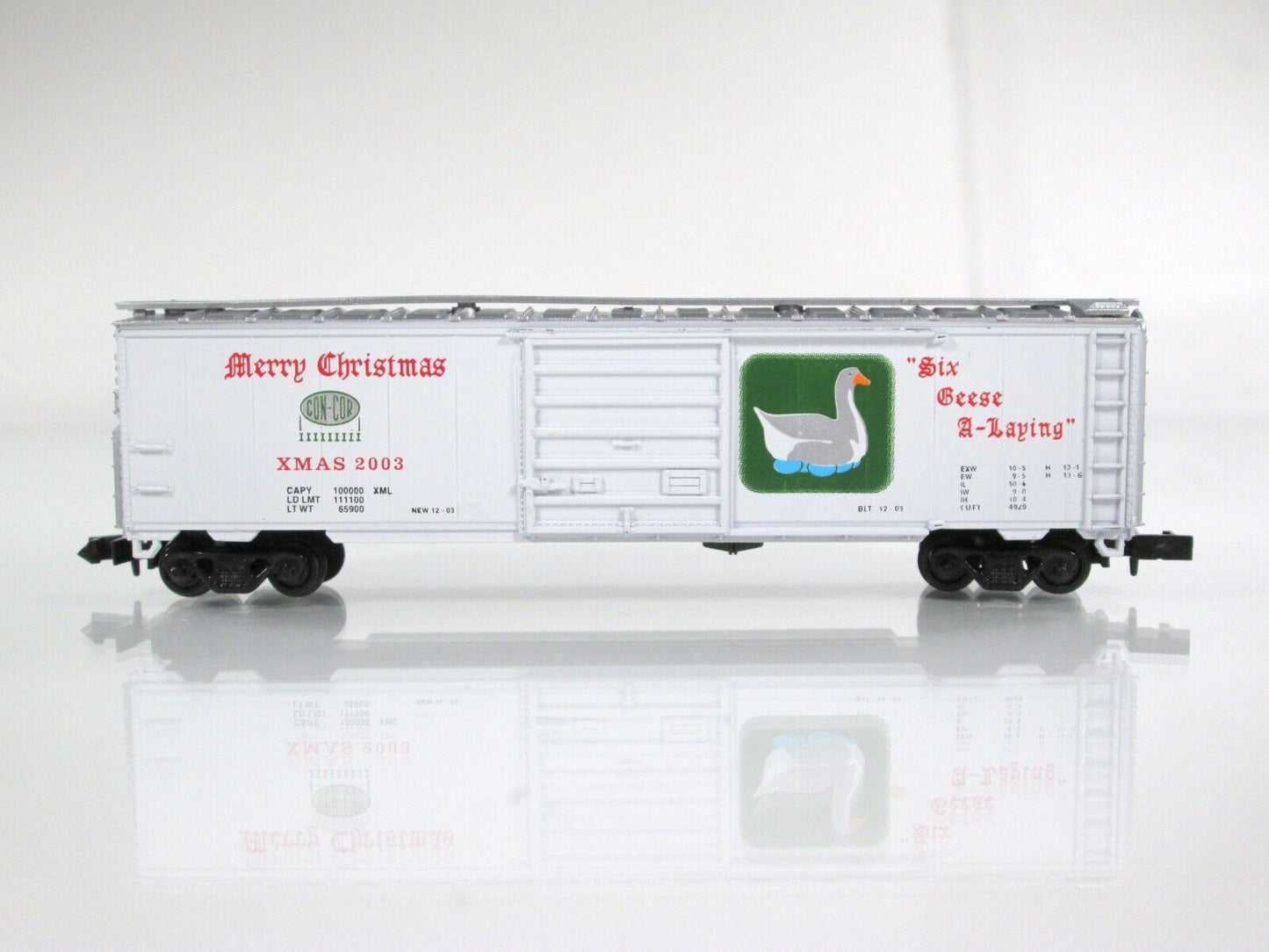 N Scale **SIX GEESE A LAYING** 12 Days of Christmas 50' Box Car,  Con-Cor 02003N