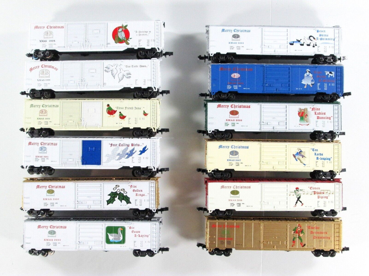 N Scale 12 DAYS OF CHRISTMAS 50' Box Car Complete Set -- Con-Cor ****VERY RARE**