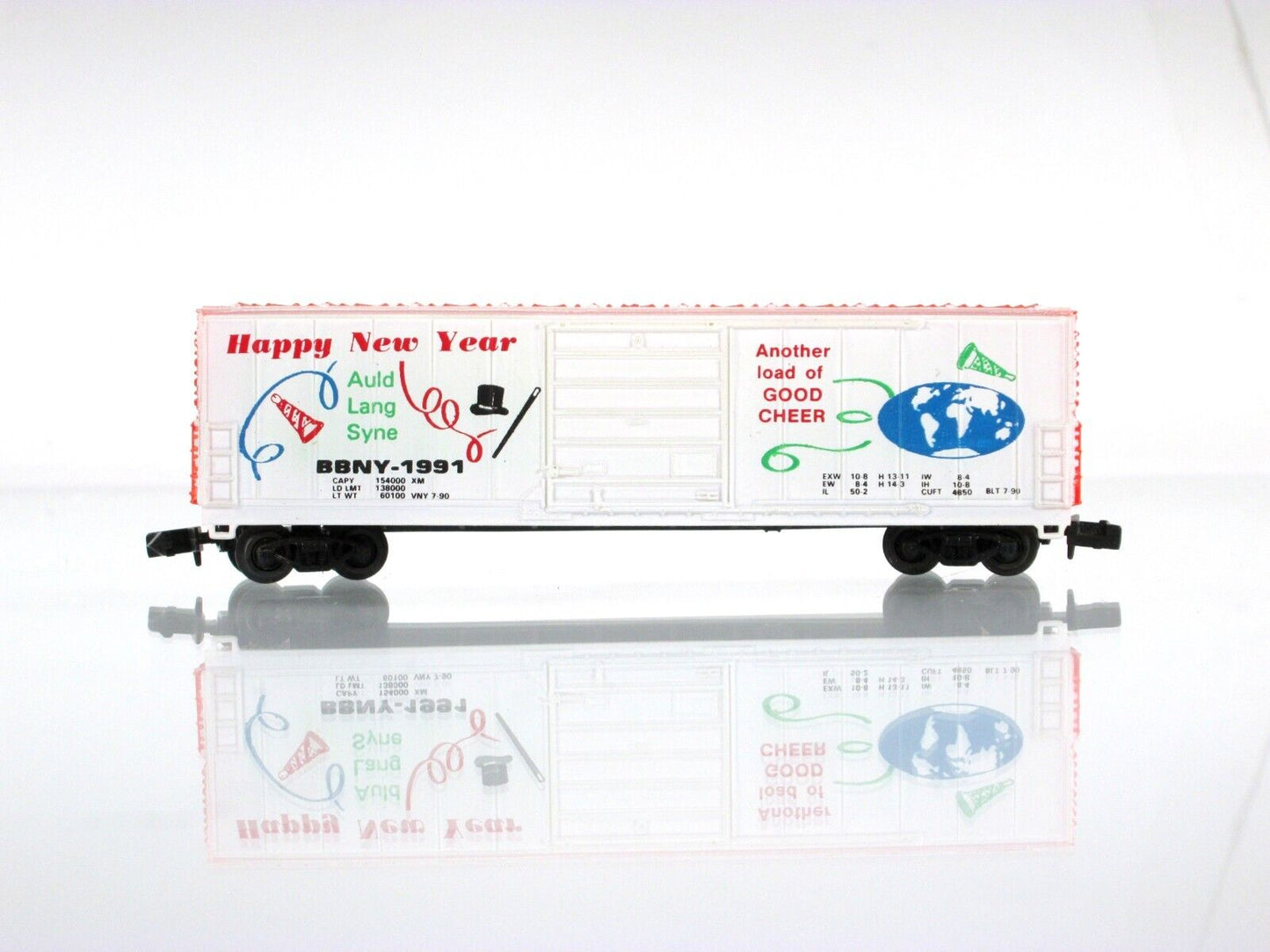 N Scale ***HAPPY NEW YEAR - Auld Lang Syne*** Box Car, BBNY 1991 -- Bev-Bel 2179