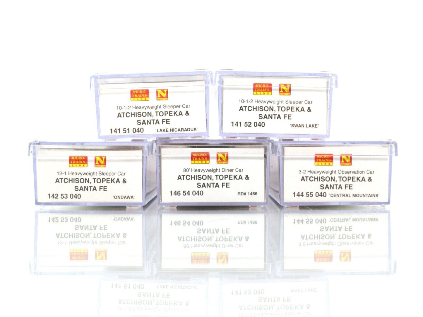 N Scale ***SANTA FE*** Heavyweight Passenger 5-Pack Set -- Micro Trains 99301590