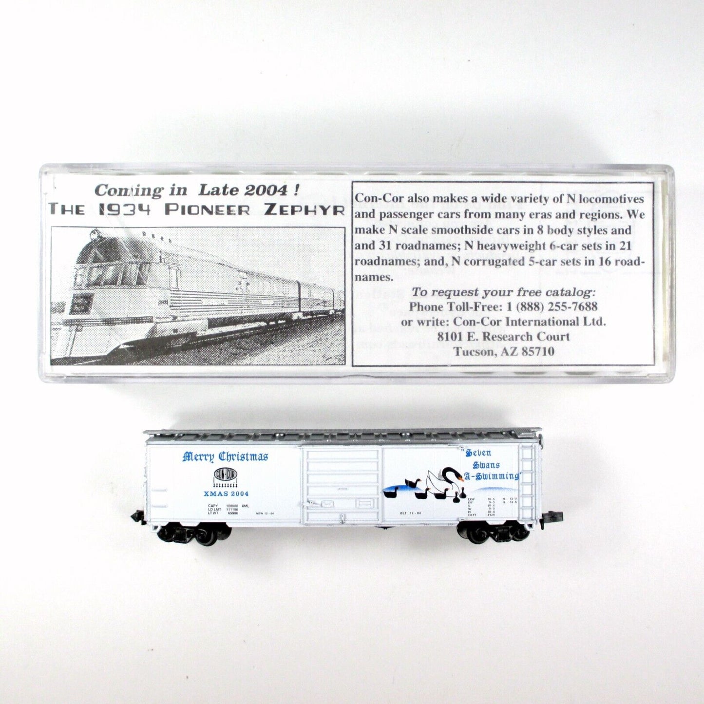 N Scale **SEVEN SWANS A SWIMMING** 12 Days of Christmas Box Car - Con-Cor 02004N