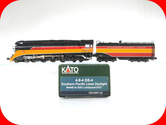 N Scale SP DAYLIGHT 4-8-4 GS-4 Locomotive 4449 - Kato 126-0301-LS, *DCC LokSound