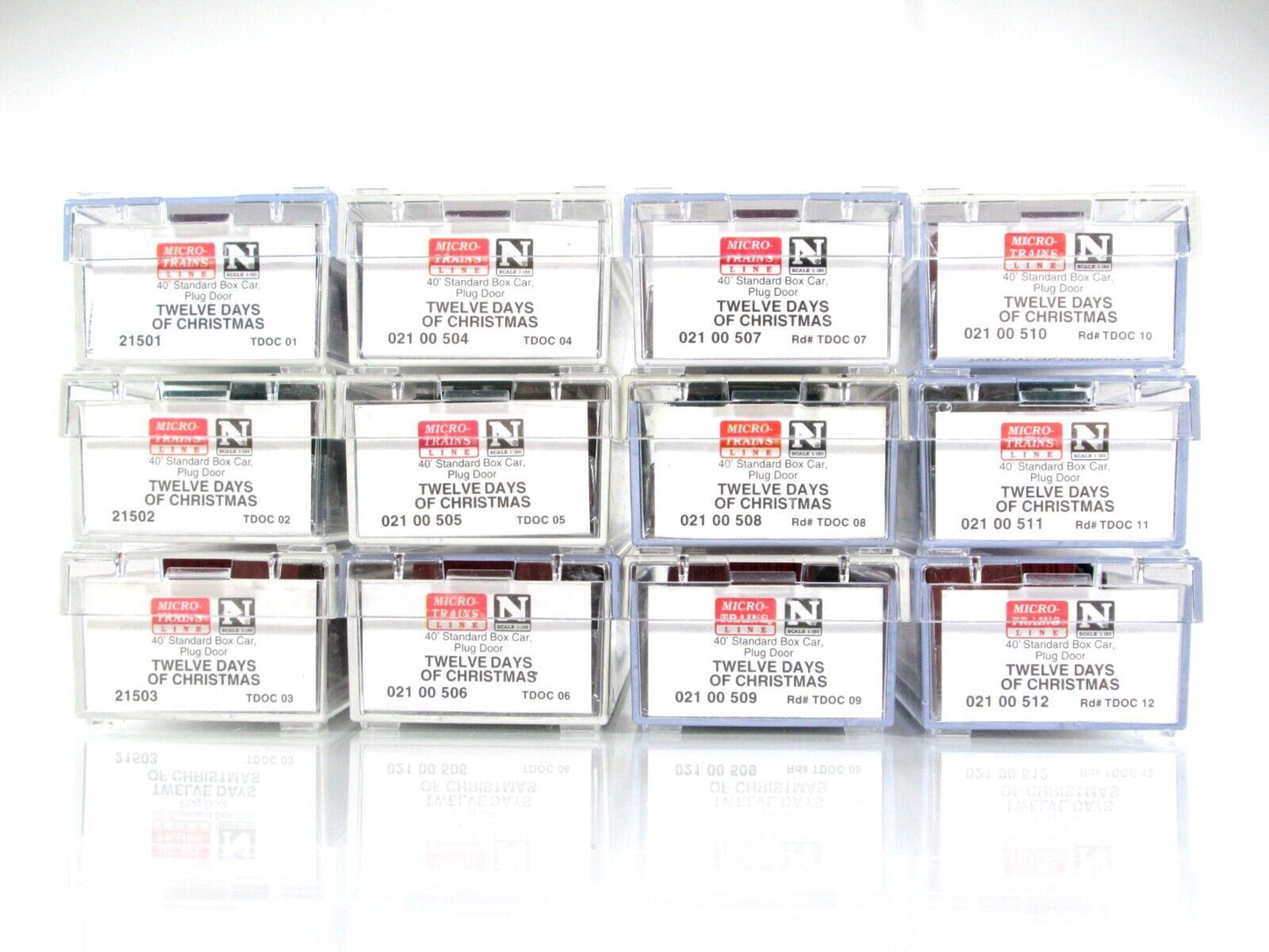 N Scale ***12 Days Of Christmas*** 40' Box Car COMPLETE Set ------- Micro Trains