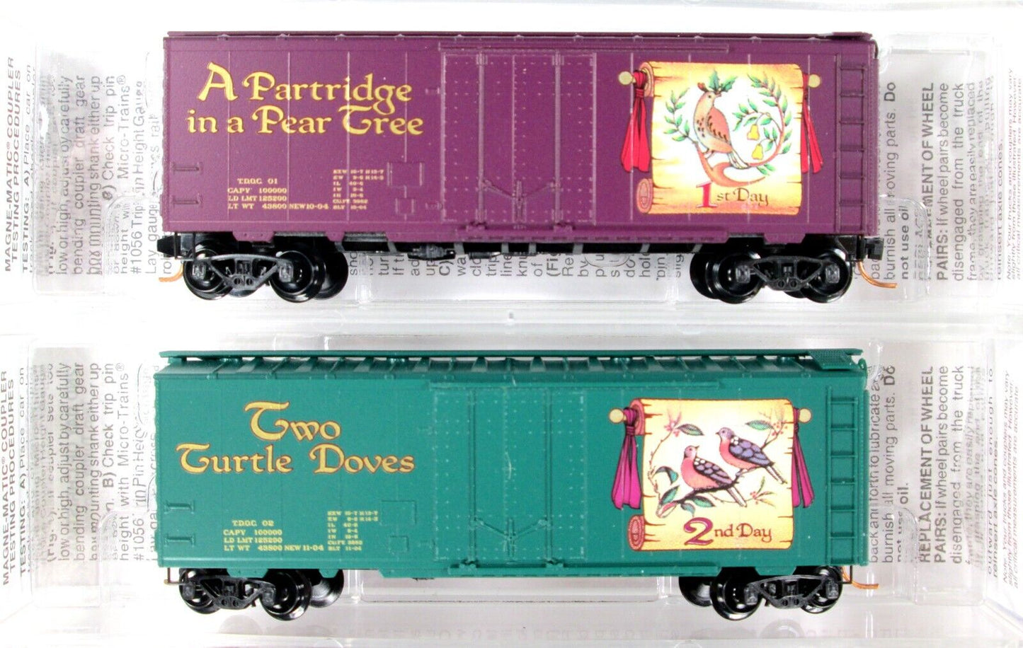 N Scale ***12 Days Of Christmas*** 40' Box Car COMPLETE Set ------- Micro Trains