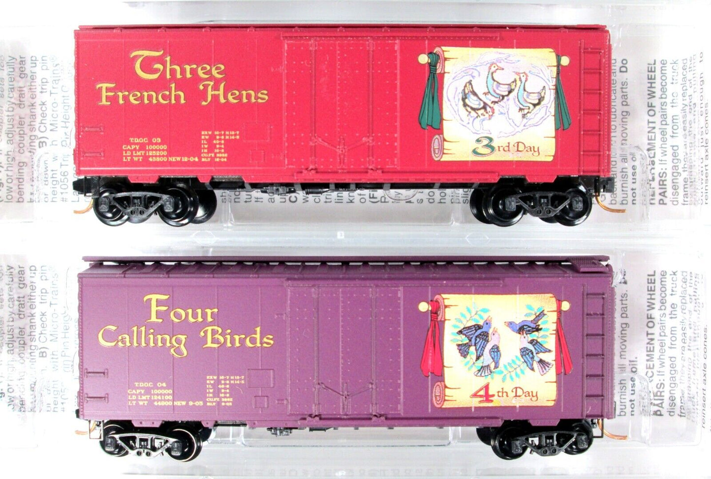 N Scale ***12 Days Of Christmas*** 40' Box Car COMPLETE Set ------- Micro Trains