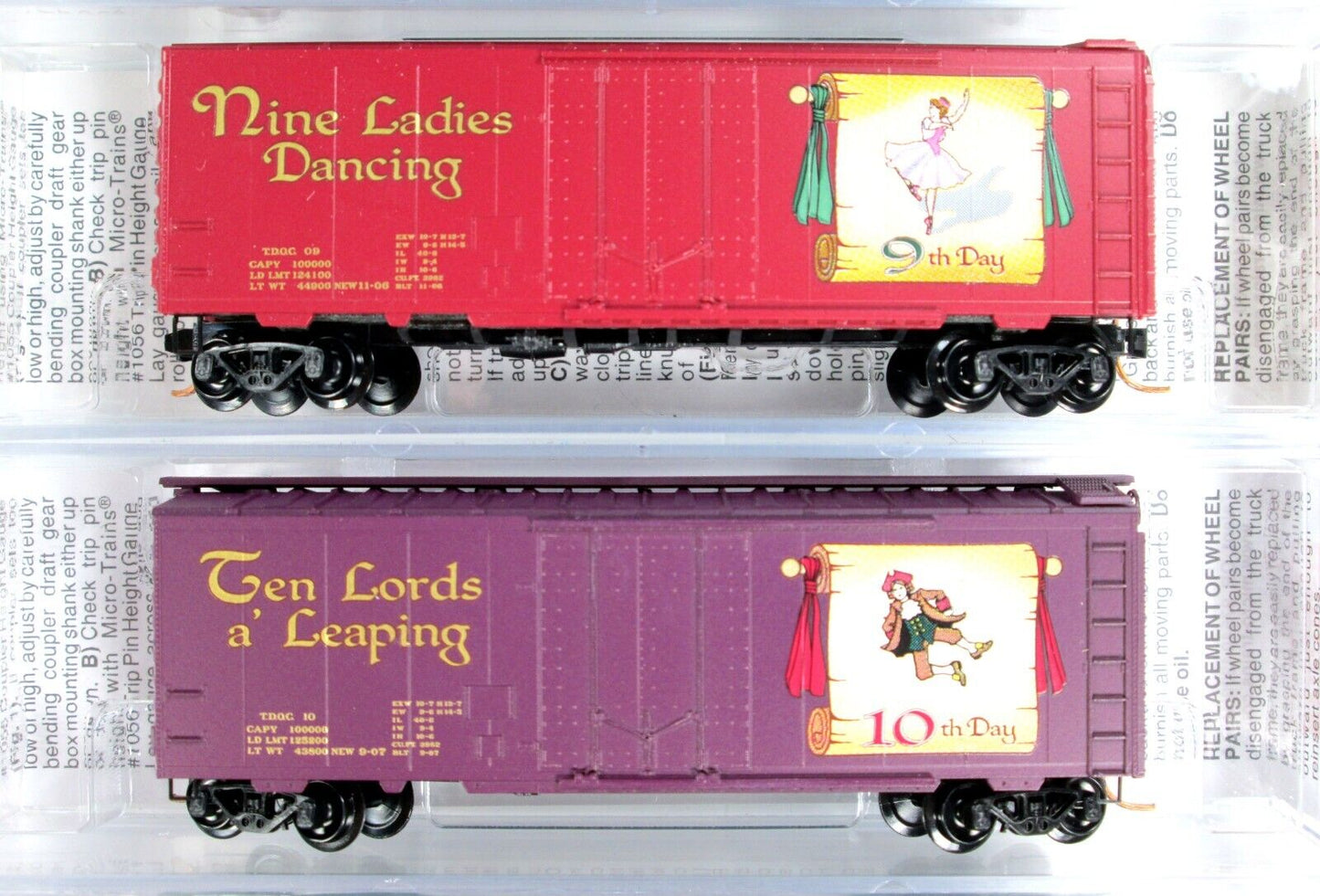 N Scale ***12 Days Of Christmas*** 40' Box Car COMPLETE Set ------- Micro Trains