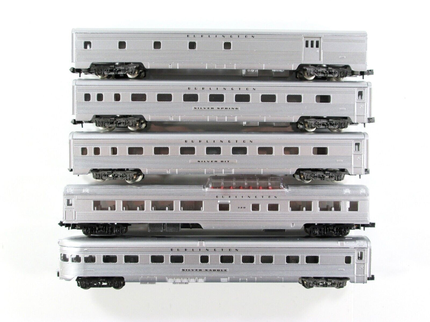 N Scale *BURLINGTON* Lightweight Corrugated Passenger 5-Car Set - Con-Cor 540005