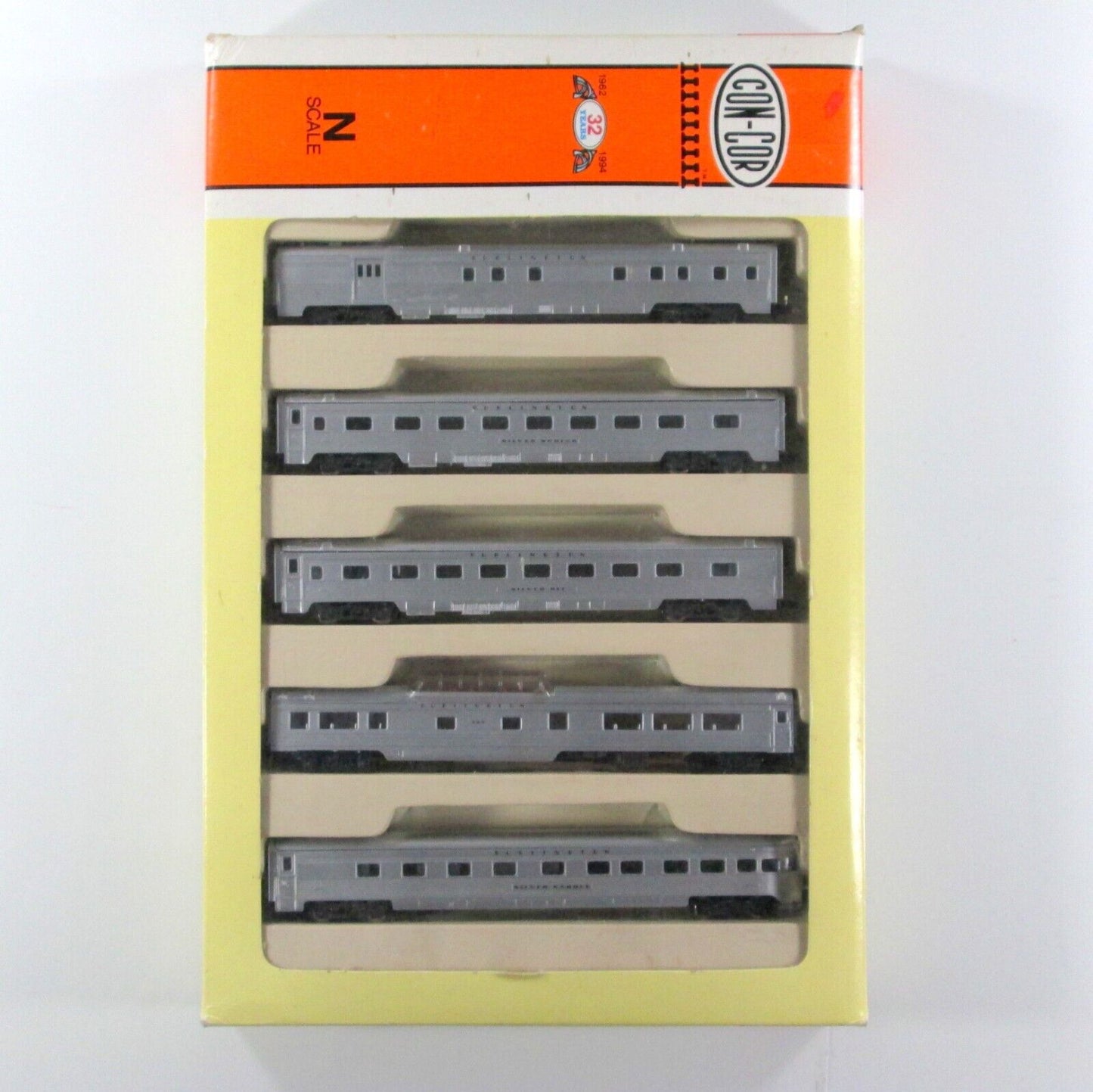 N Scale *BURLINGTON* Lightweight Corrugated Passenger 5-Car Set - Con-Cor 540005