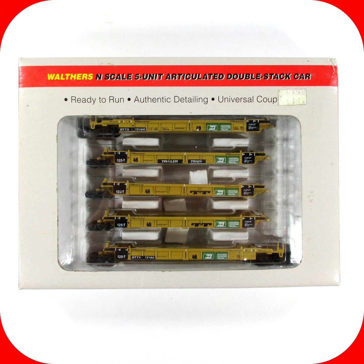 N SCALE **BURLINGTON NORTHERN / TTX** 5-Unit Well Car #72180 - Walthers 932-8104