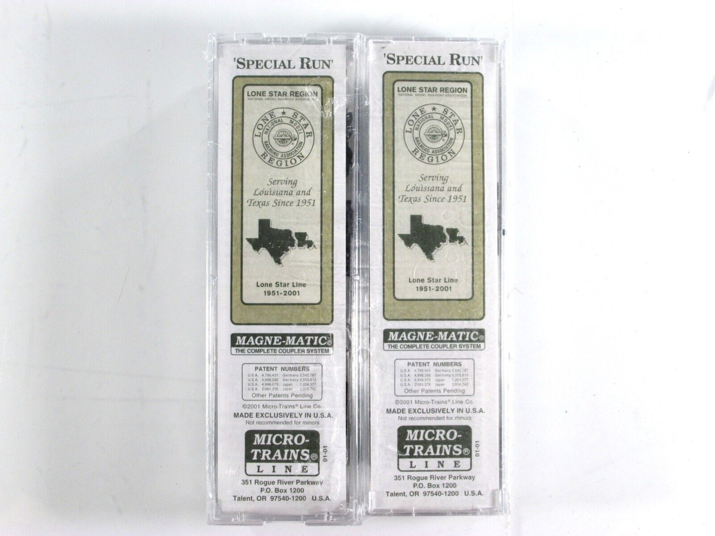 N Scale LONE STAR 50' Box Car 2-Pack Set - LSR 1951, 2001 - Micro Trains Special