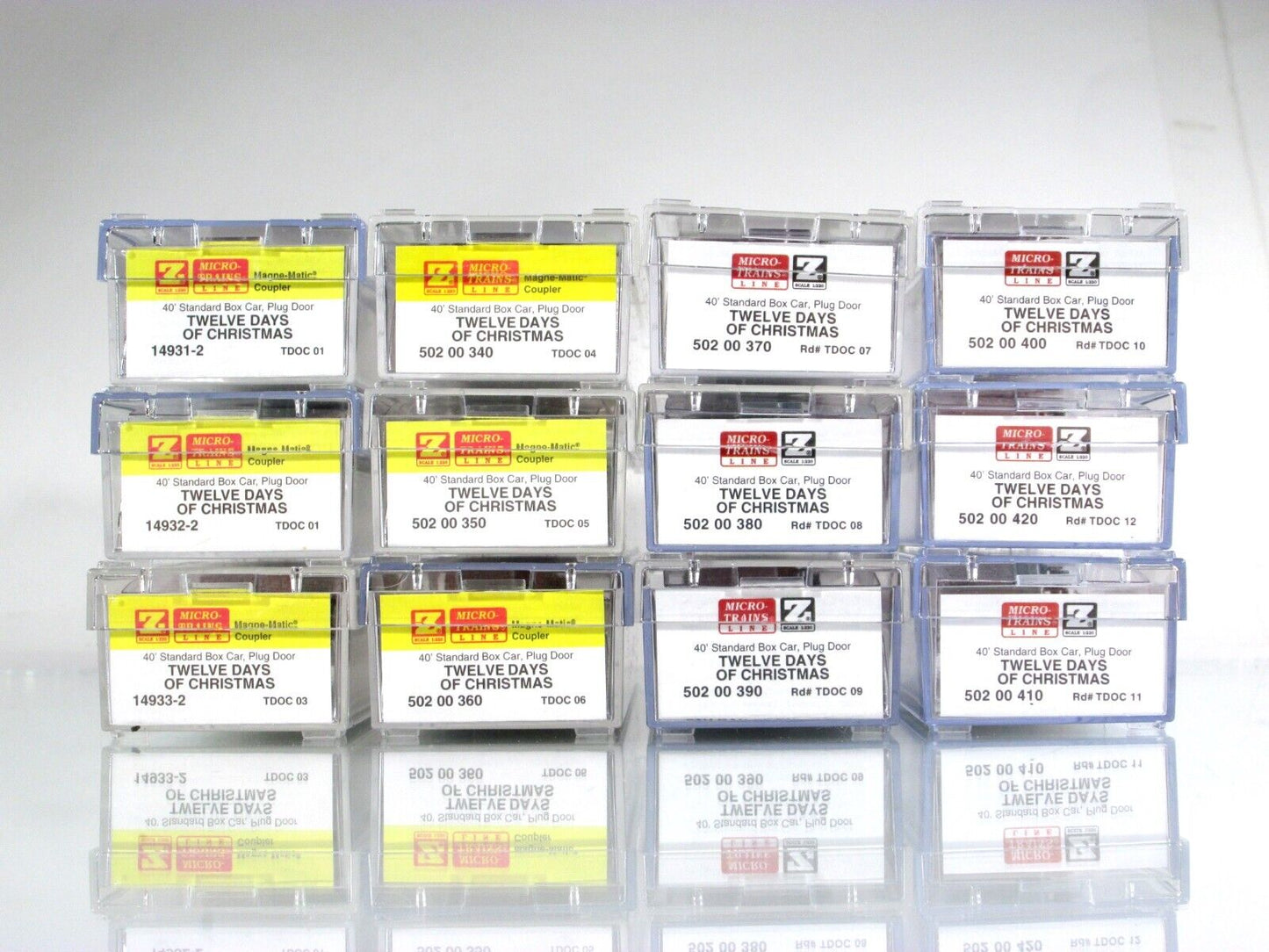 Z Scale ***12 Days Of Christmas*** 40' Box Car COMPLETE Set ------- Micro Trains