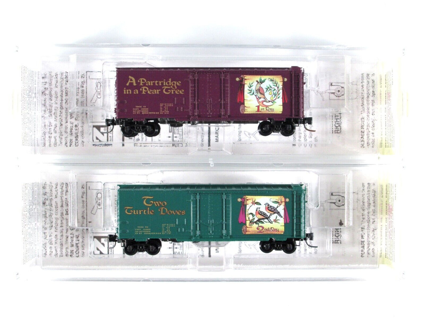Z Scale ***12 Days Of Christmas*** 40' Box Car COMPLETE Set ------- Micro Trains