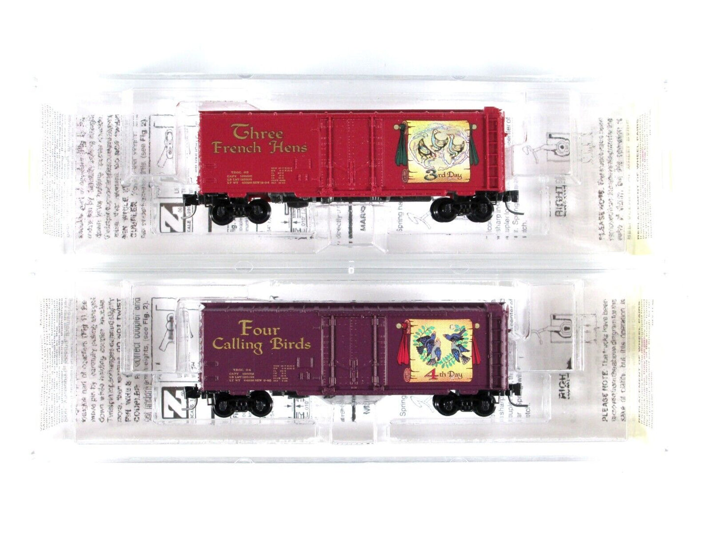 Z Scale ***12 Days Of Christmas*** 40' Box Car COMPLETE Set ------- Micro Trains