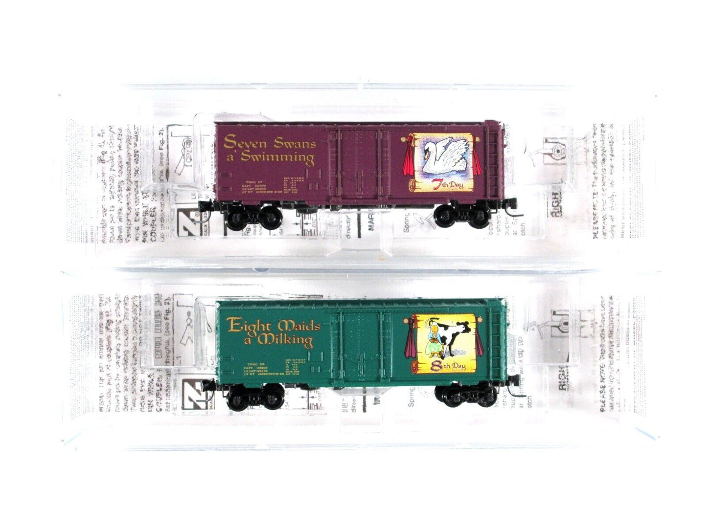 Z Scale ***12 Days Of Christmas*** 40' Box Car COMPLETE Set ------- Micro Trains