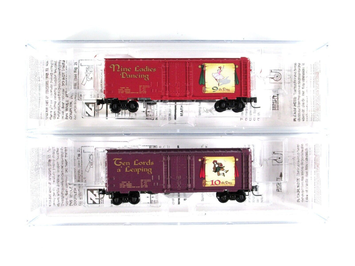 Z Scale ***12 Days Of Christmas*** 40' Box Car COMPLETE Set ------- Micro Trains