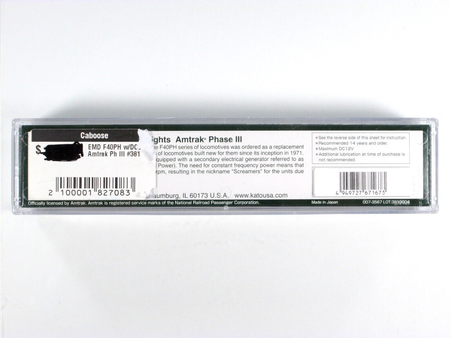 N Scale ***AMTRAK*** Phase III EMD F40PH Locomotive #381 -- Kato 176-6107 w/ DCC