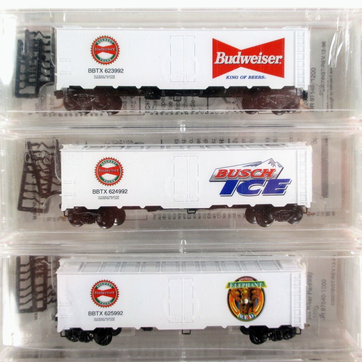N Scale ANHEUSER BUSCH / BUDWEISER BEER 40' Ice Reefer 6-Pack Set - Micro Trains
