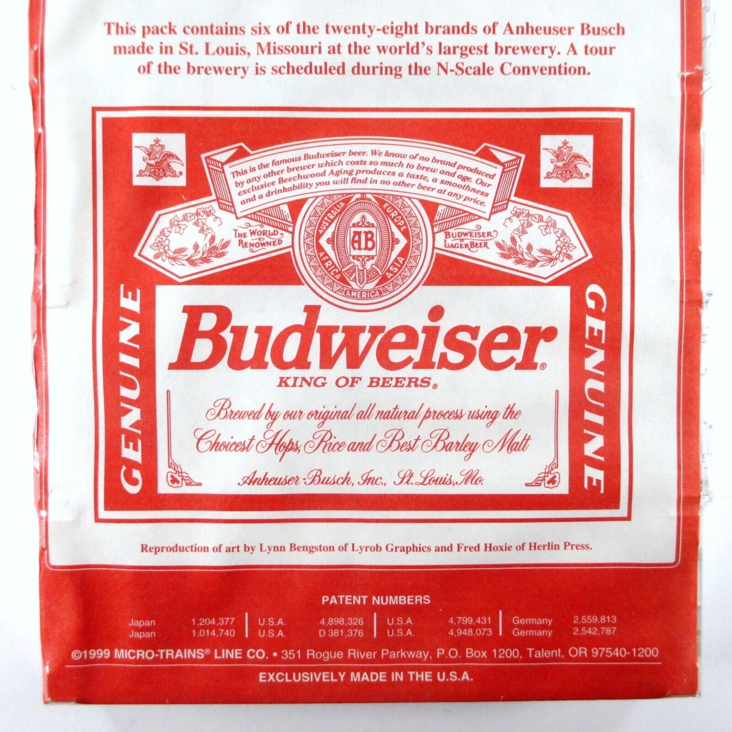 N Scale ANHEUSER BUSCH / BUDWEISER BEER 40' Ice Reefer 6-Pack Set - Micro Trains
