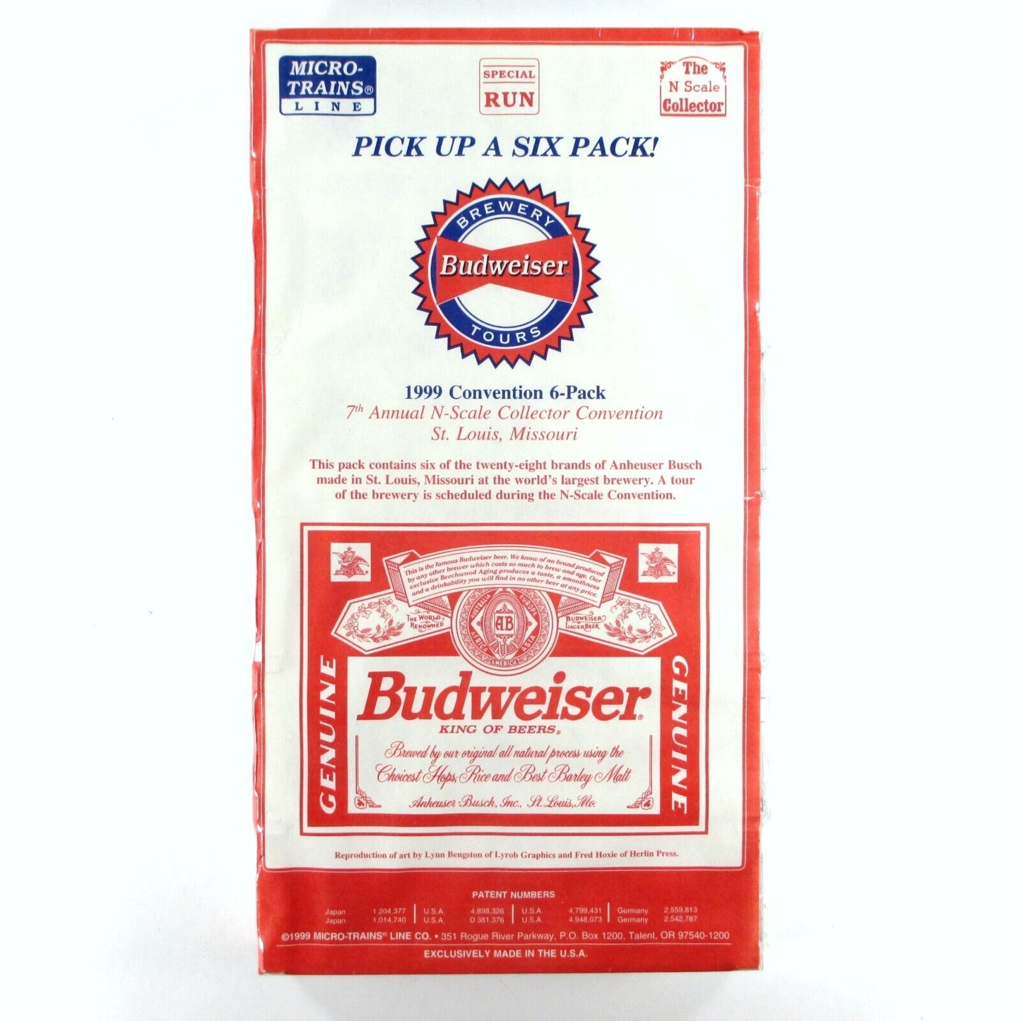 N Scale ANHEUSER BUSCH / BUDWEISER BEER 40' Ice Reefer 6-Pack Set - Micro Trains