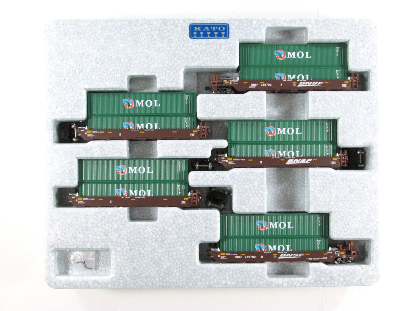 N Scale BNSF *Swoosh* 239702 / MOL Gunderson MAXI-I Well Stack Car Kato 106-6154