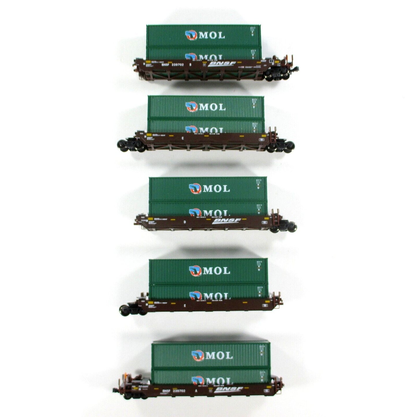 N Scale BNSF *Swoosh* 239702 / MOL Gunderson MAXI-I Well Stack Car Kato 106-6154