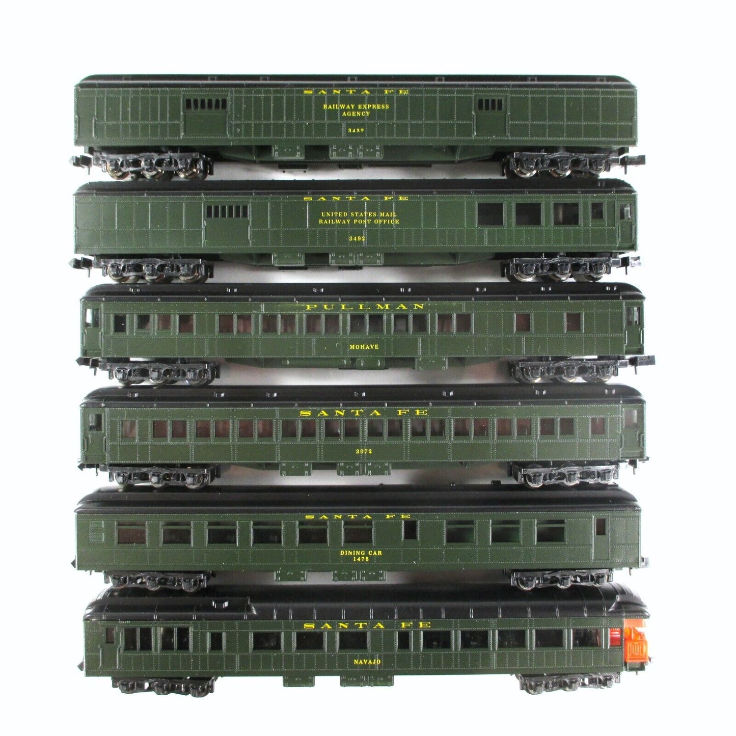 N Scale ***SANTA FE*** Heavyweight Passenger Car 6-Pack Set #2 - Con-Cor 5700011