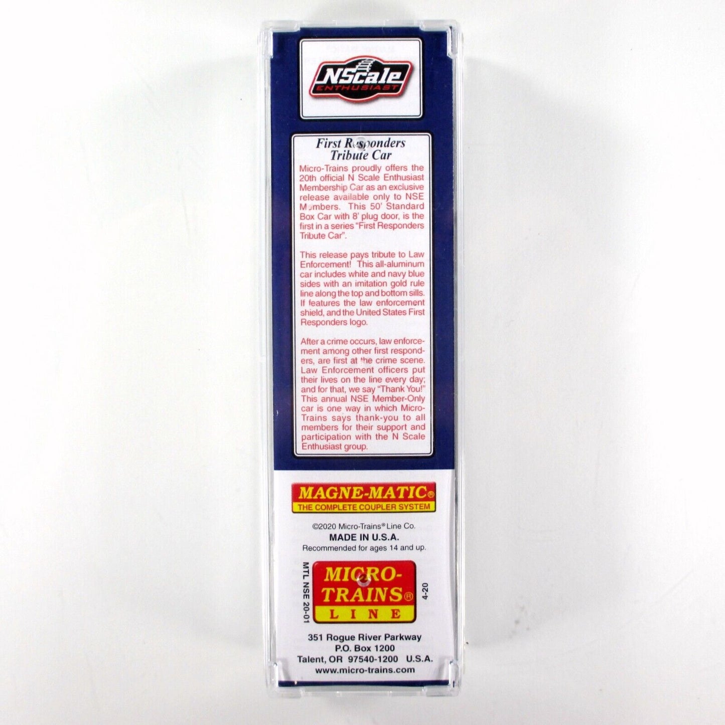 N Scale **FIRST RESPONDERS LAW ENFORCEMENT** Box Car Micro Trains - NSE
