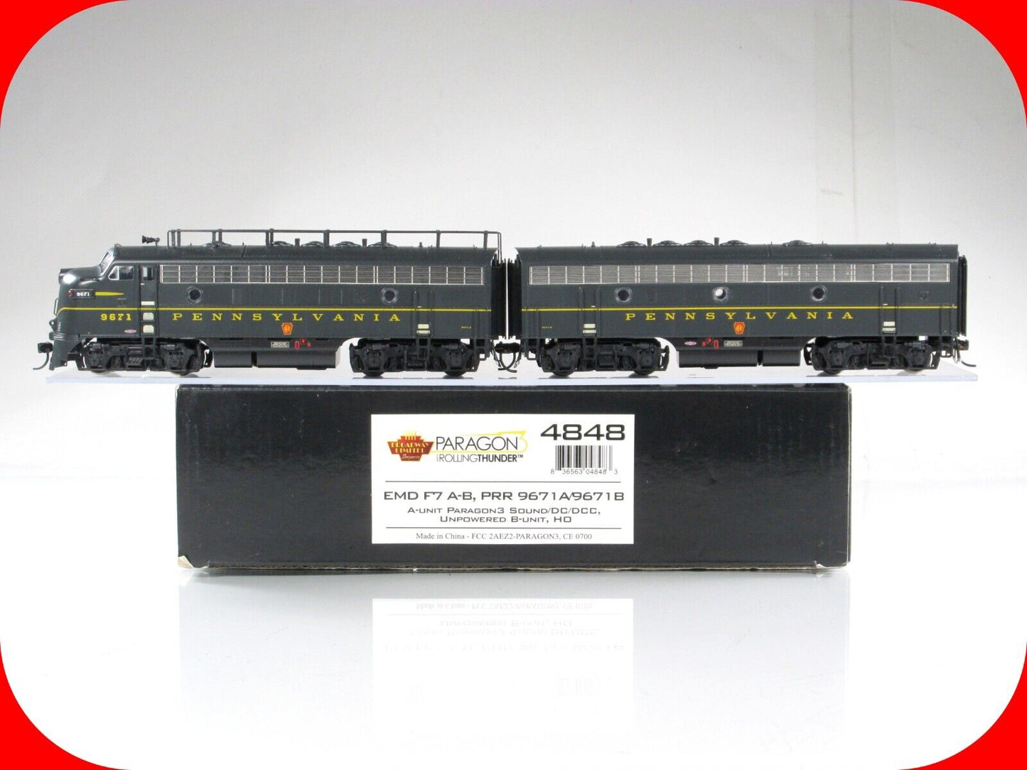 HO Scale **Pennsylvania** EMD F7 A-B #9671 -- Broadway 4848,  Paragon3 DCC Sound