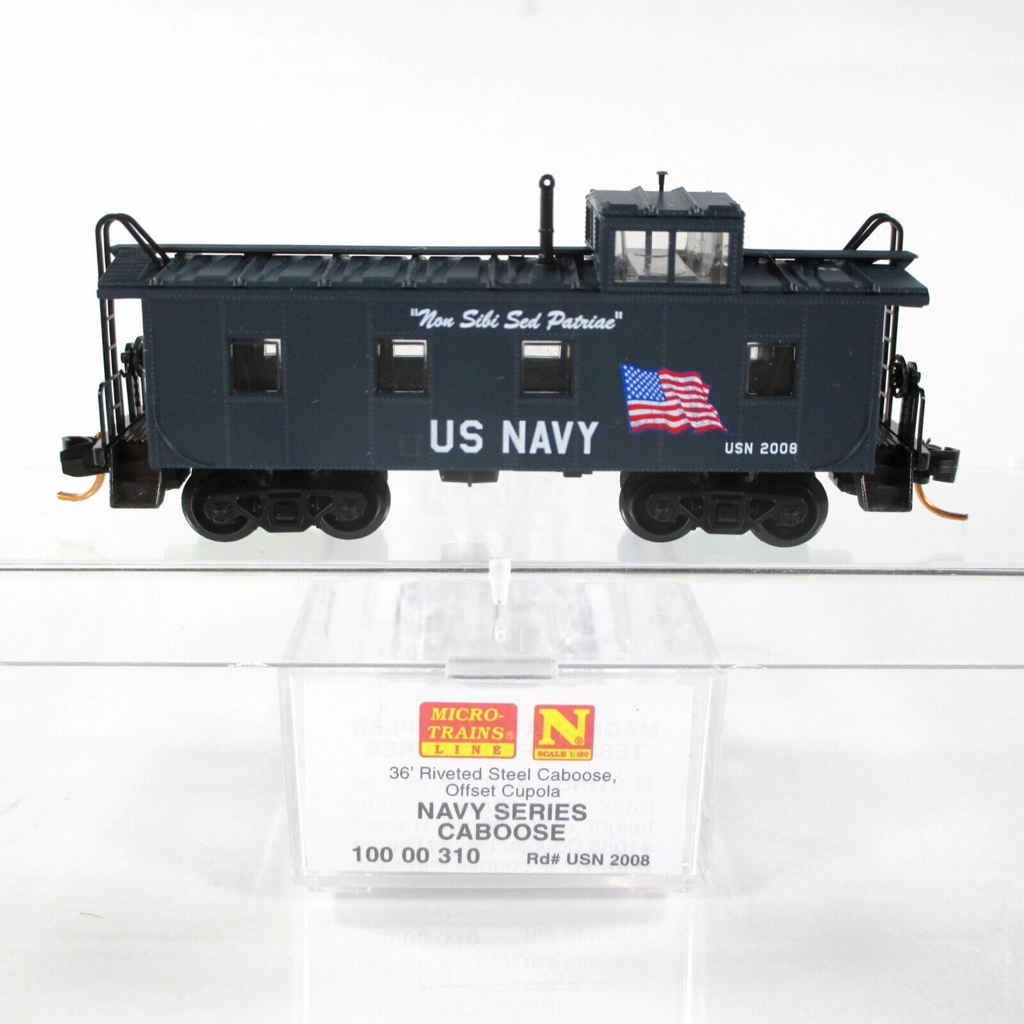 N Scale US Navy Series 36' Steel Cupola Caboose, USN 2008 -Micro Trains 10000310