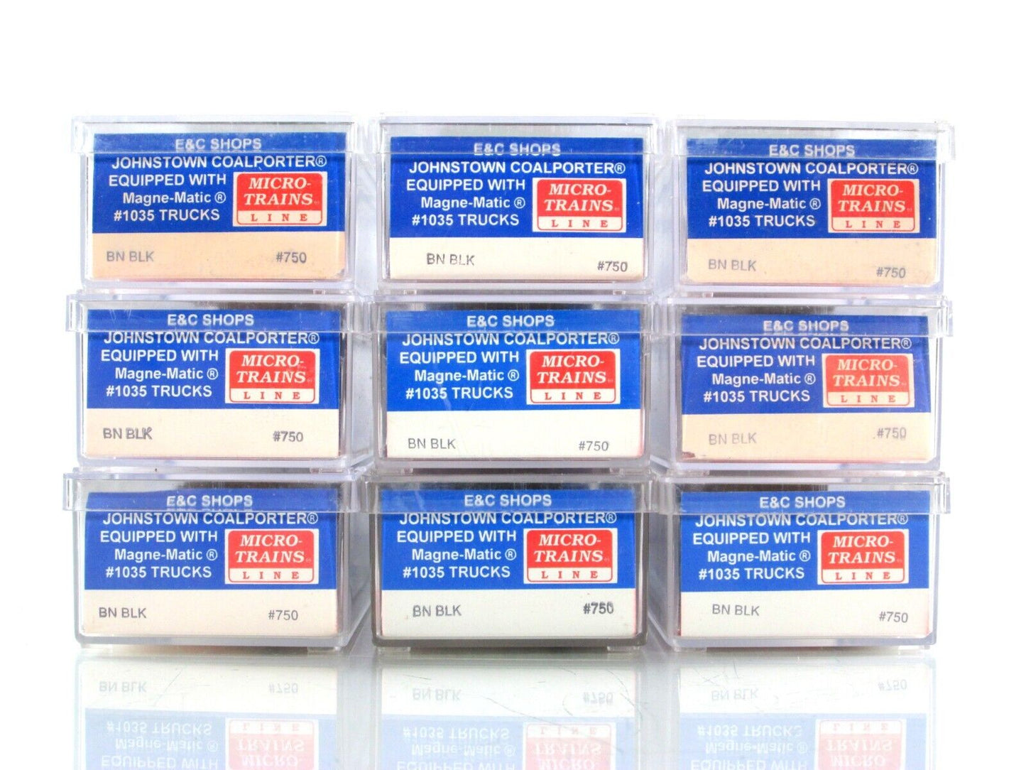 N Scale **BURLINGTON NORTHERN** Coalporter 9-Pack - LBF, E&C Shops 750, MTL Cplr