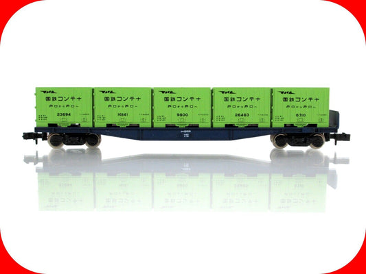 N Scale ***JAPAN*** Containers on Flat Car -- JNR #10015  ---- Kato 8002 / 10000