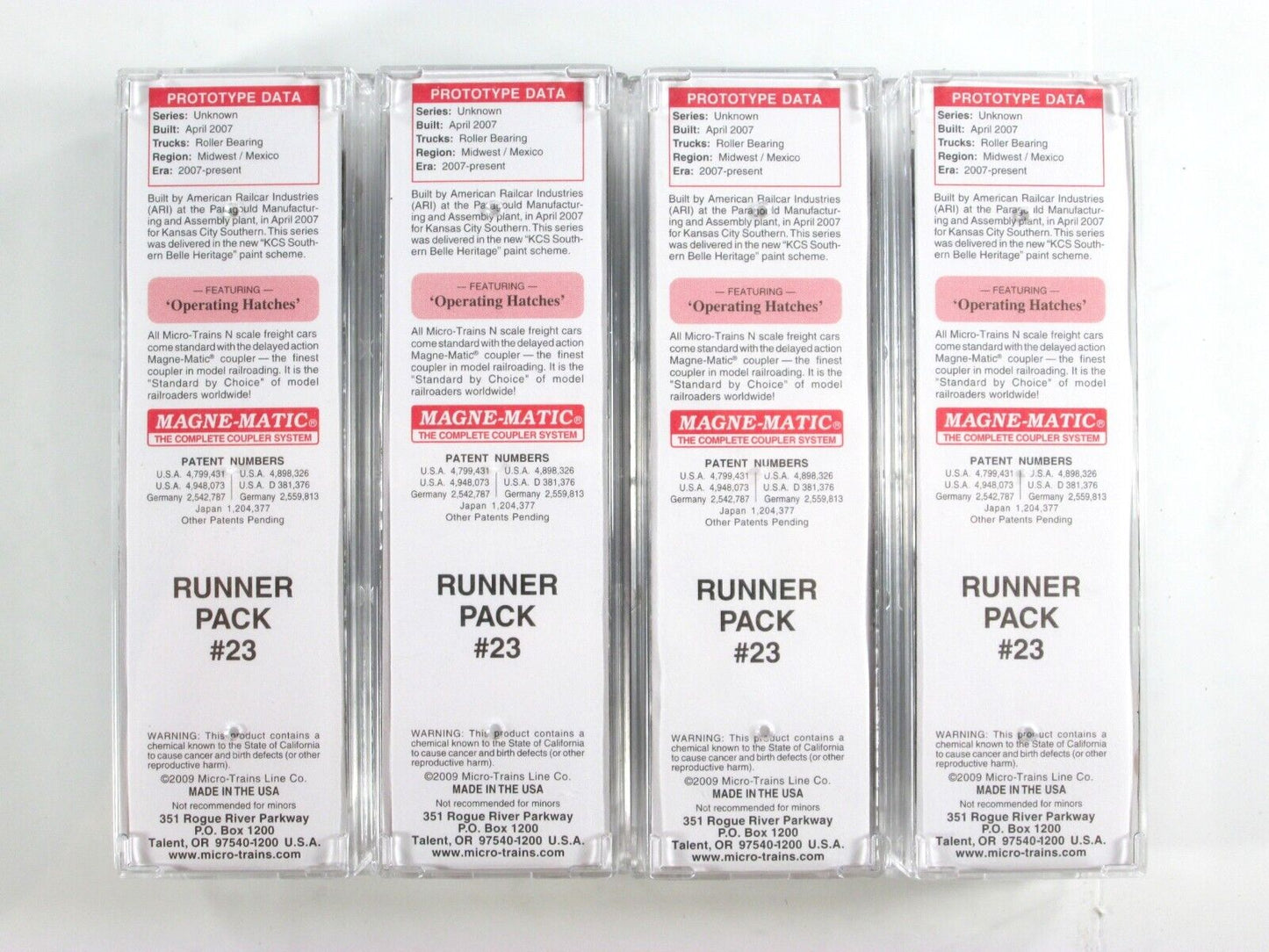N Scale *KANSAS CITY SOUTHERN BELLE* Hopper 4-Pack #23 - Micro Trains 99300023