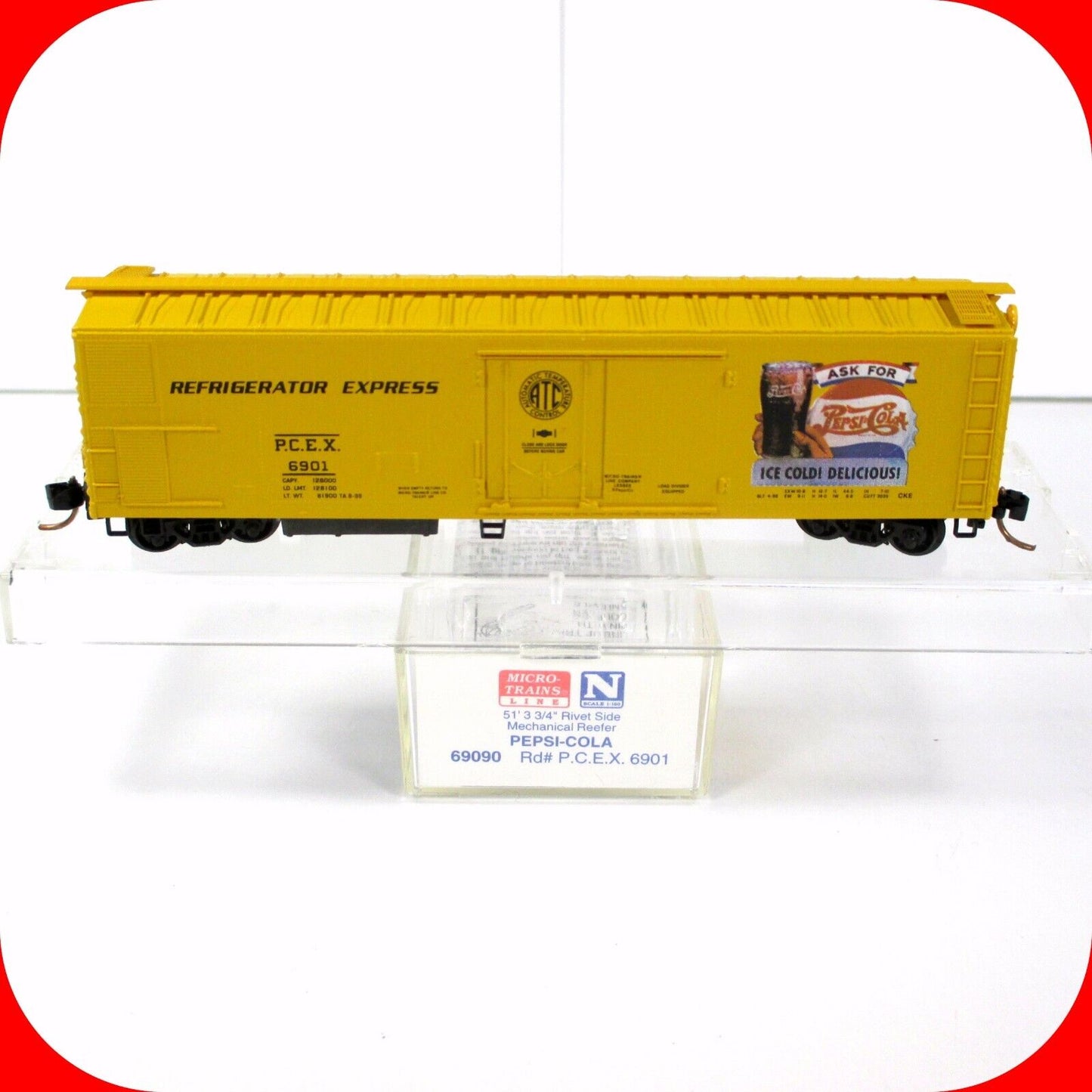 N Scale PEPSI-COLA / PEPSICO - 51' Reefer Box Car -PCEX 6901 -Micro Trains 69090