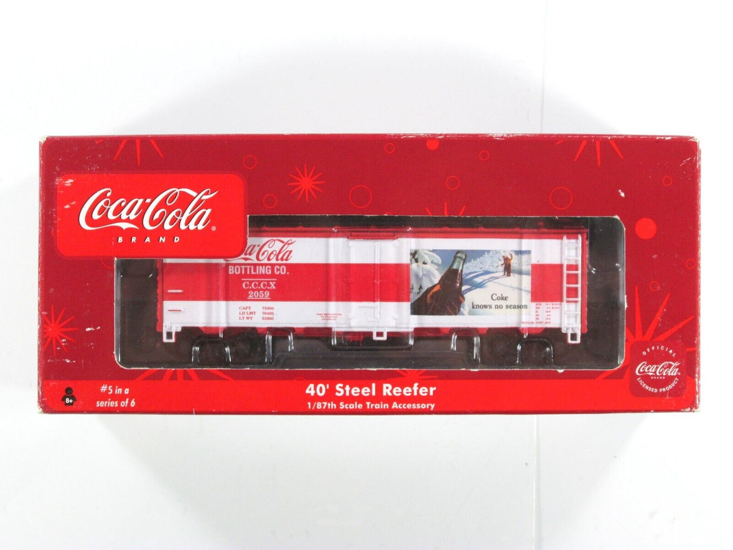 HO Scale COCA-COLA Bottling, 40' Steel Reefer Box Car - CCCX 2059 - Athearn 8330