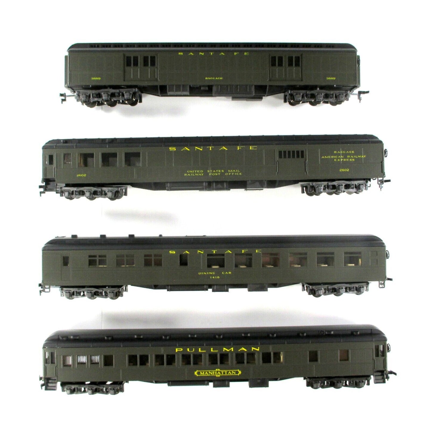 HO Scale ***SANTA FE*** 1920s Passenger & Interiors 4-Car Set A - Rivarossi 6914
