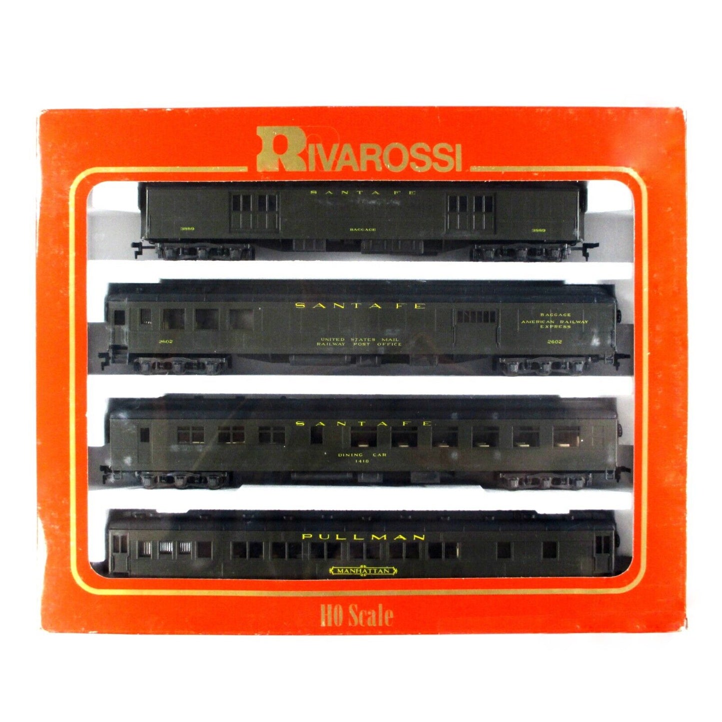 HO Scale ***SANTA FE*** 1920s Passenger & Interiors 4-Car Set A - Rivarossi 6914