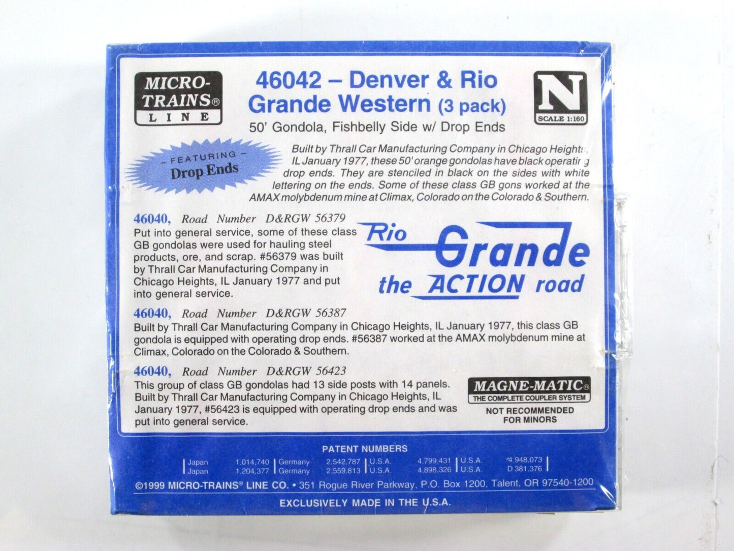 N Scale **DENVER RIO GRANDE & WESTERN** Gondola 3-Pack Set -- Micro Trains 46042