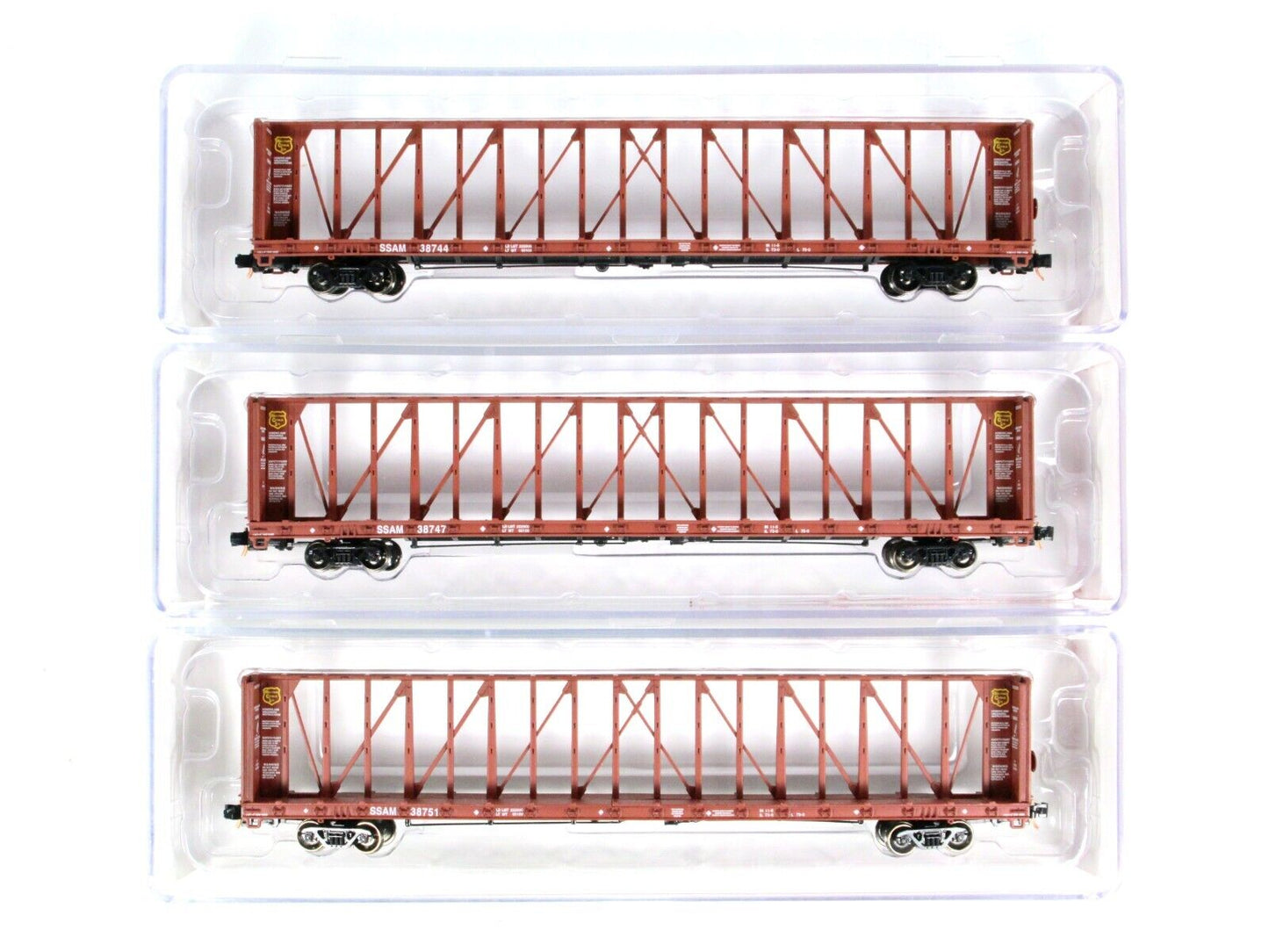 N Scale **WISCONSIN CENTRAL** Centerbeam Flat Car 3-Pack -- Red Caboose RM-16710