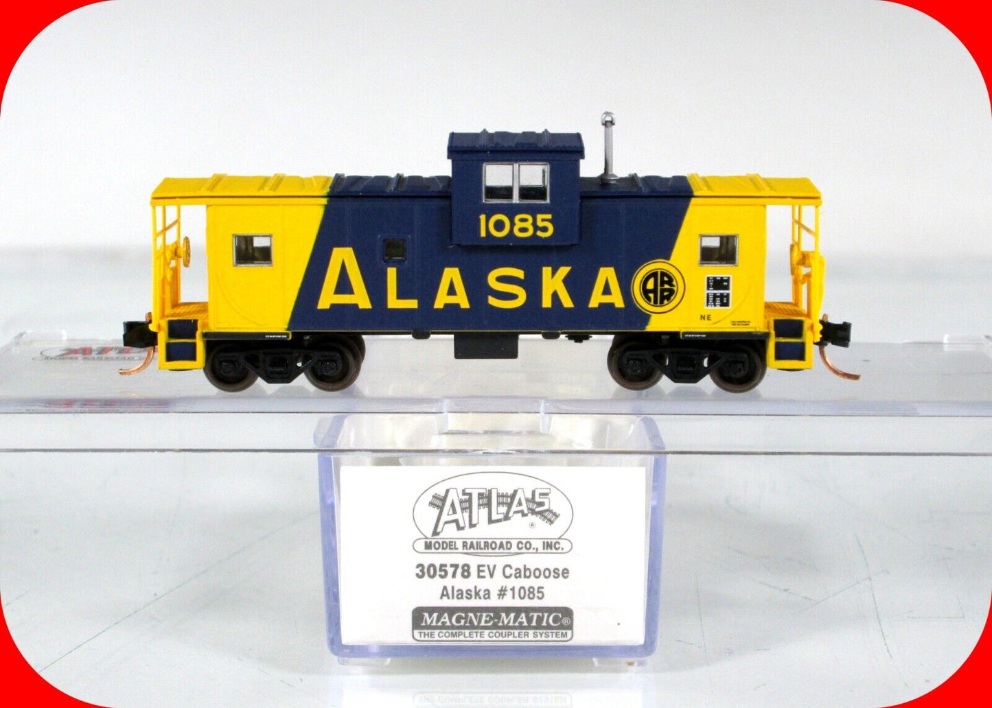 N Scale **ALASKA** EV Cupola Caboose, ARR #1085 - Atlas 30578, MTL Cplrs ***RARE