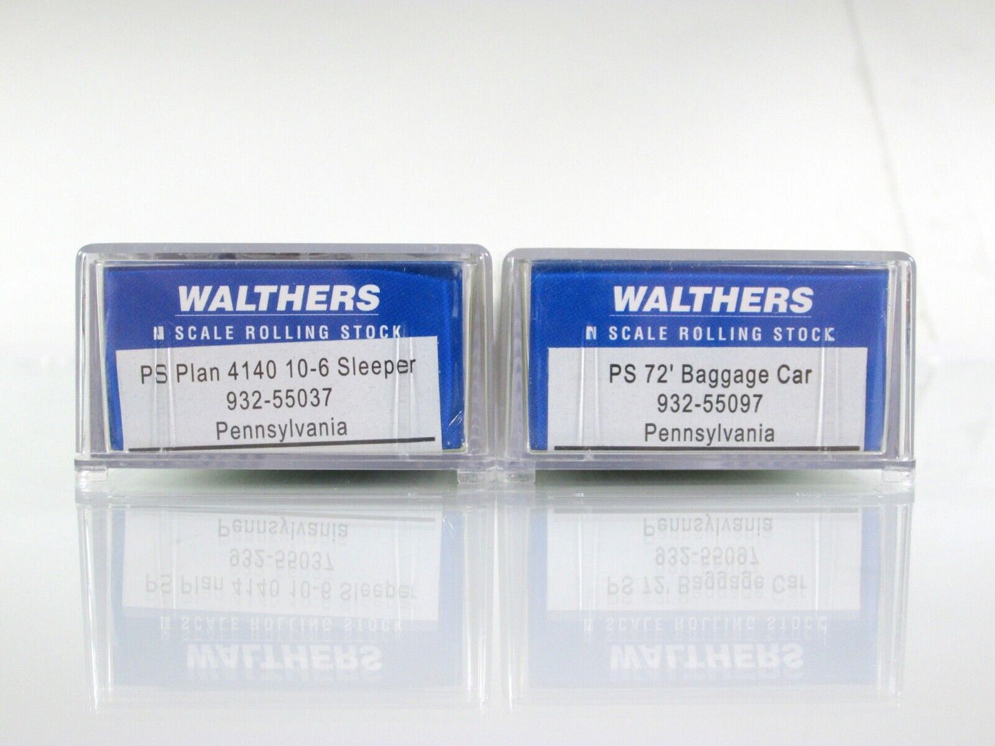N Scale PENNSYLVANIA Baggage & Lighted Sleeper Car --- Walthers 932-55097, 55037